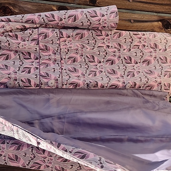 BANDOLINO Pink Gray Velvet Jacket L Topper Velour Retro Peacoat Driving Coat - Picture 13 of 15